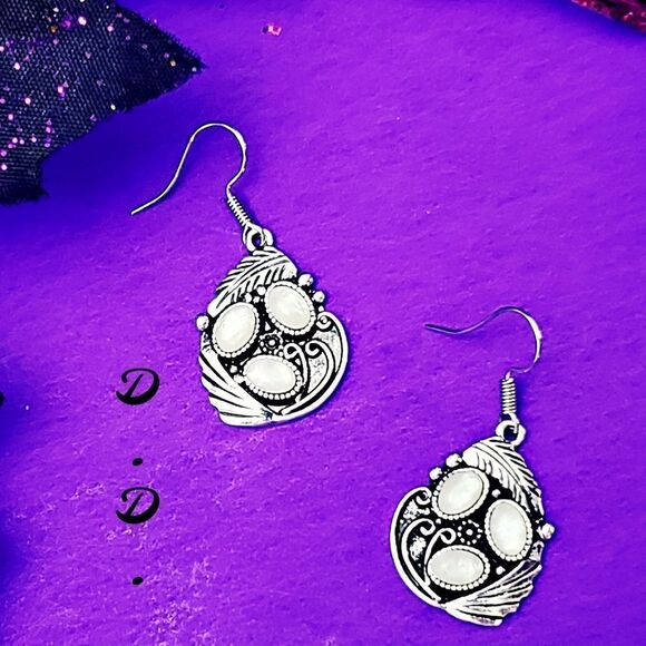 Turquoise Hook Earrings - Women's Diamond Dangle Earrings on 925 Silver - Picture 2 of 4